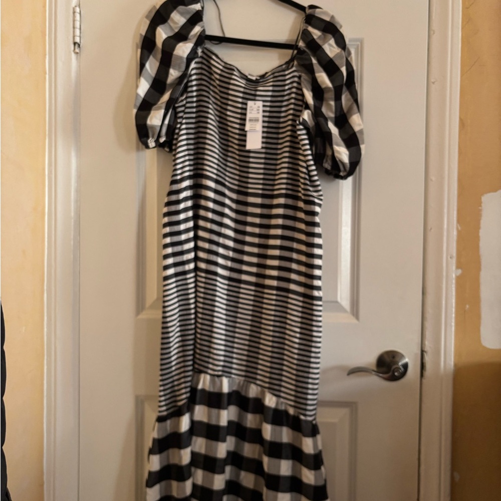 Topshop Black and White Striped Dress